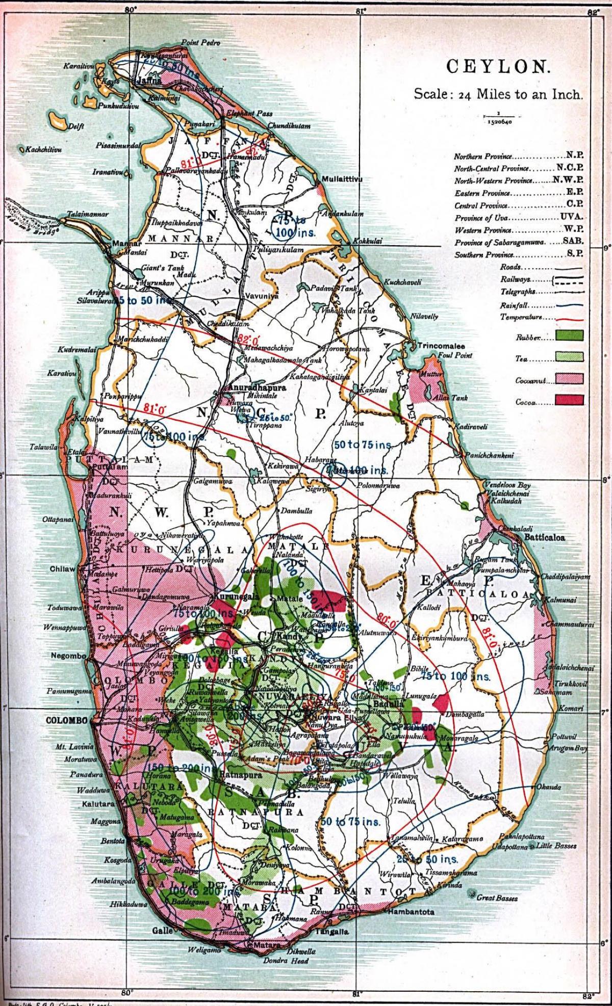 mappa di Ceylon, Sri Lanka