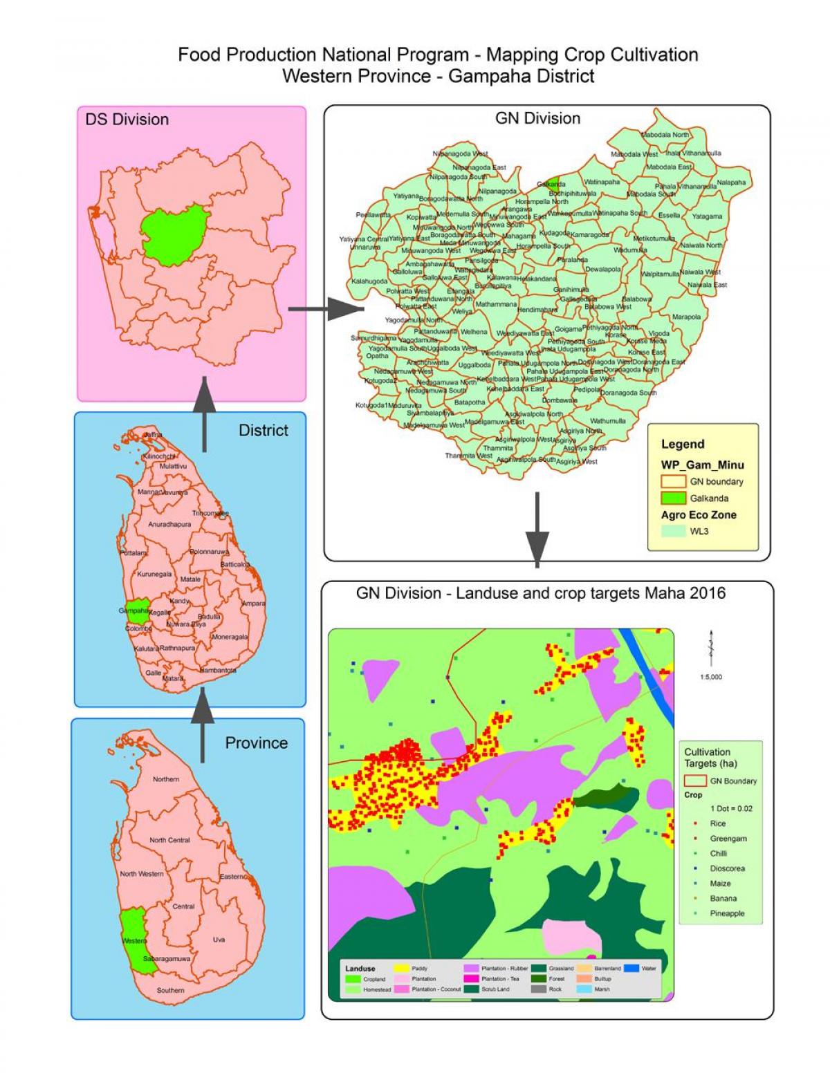 mappa di gn divisione mappa Sri Lanka