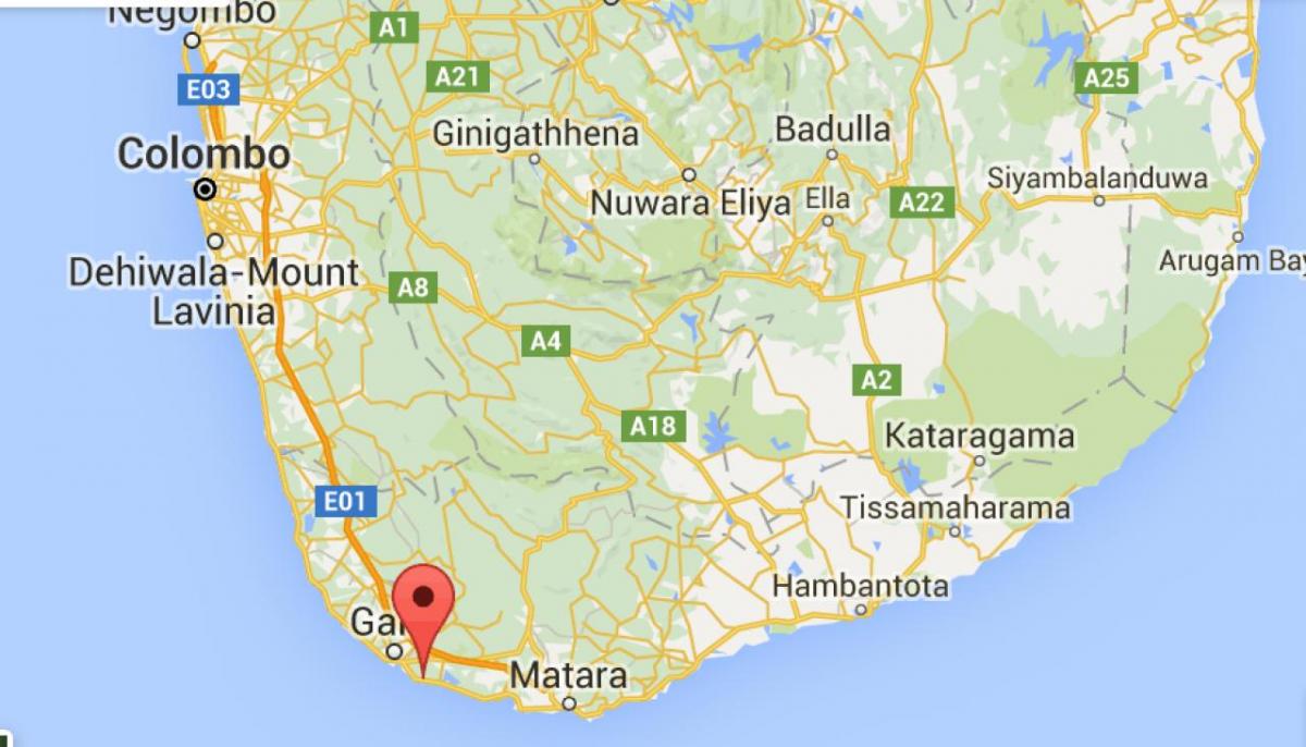  mappa di sud-ovest dello Sri Lanka