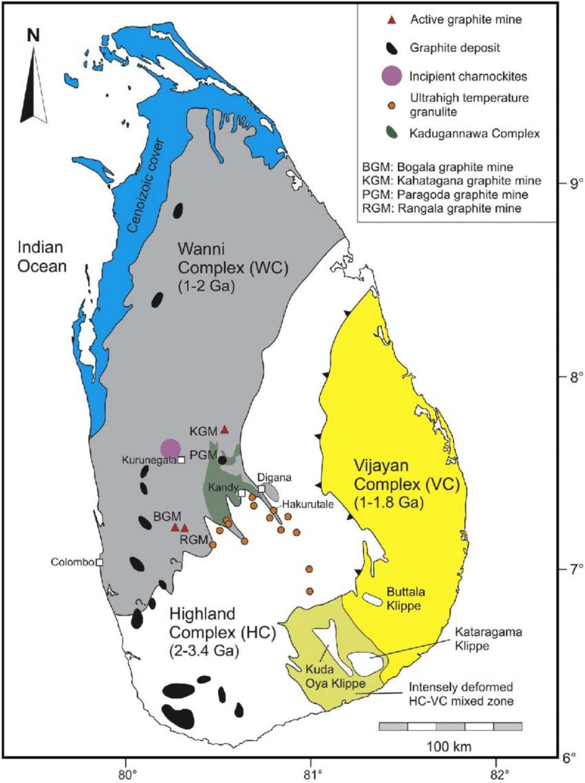 la mappa dei minerali in Sri Lanka