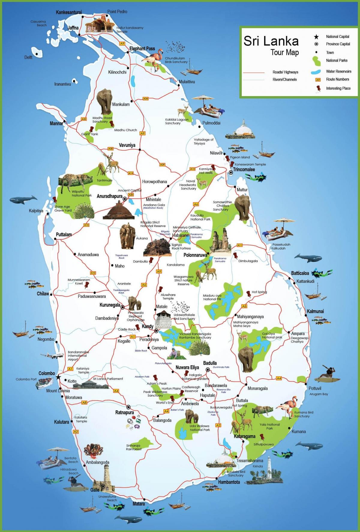località turistiche in Sri Lanka mappa