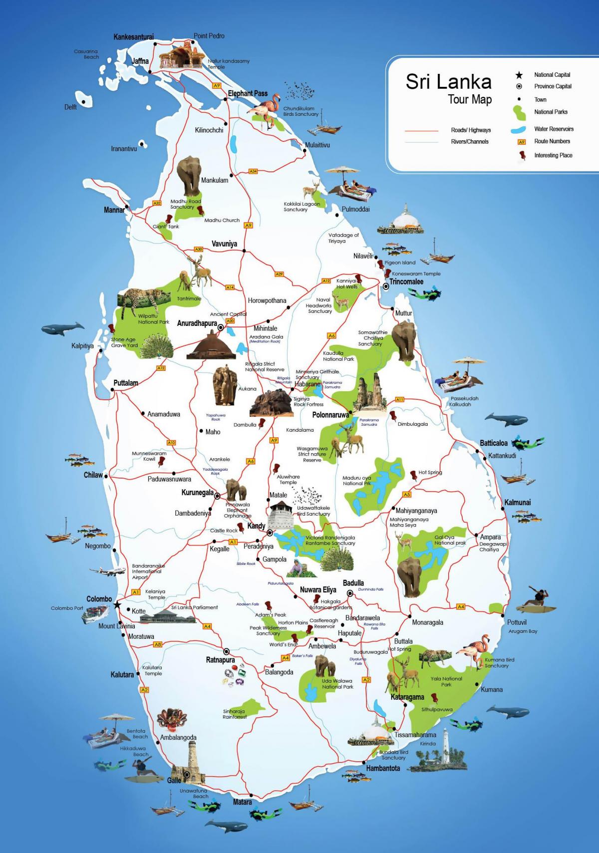 località turistiche in Sri Lanka mappa