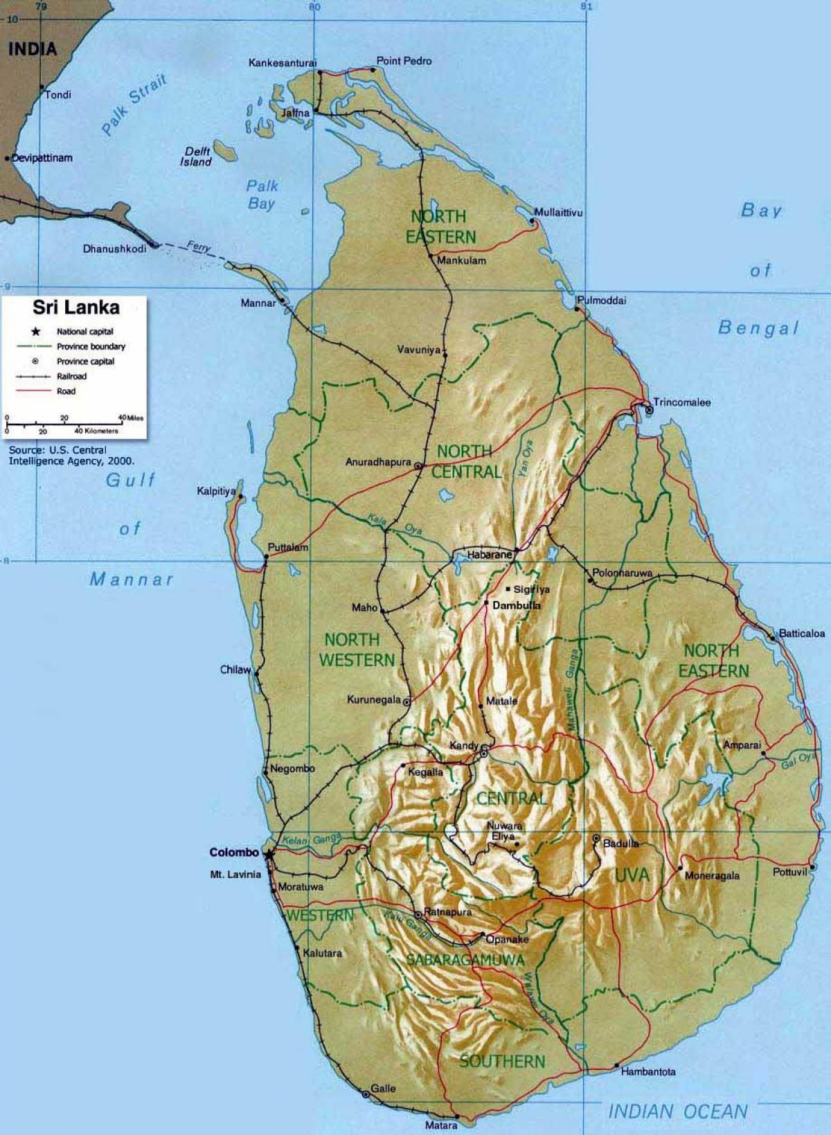 montagne in Sri Lanka mappa