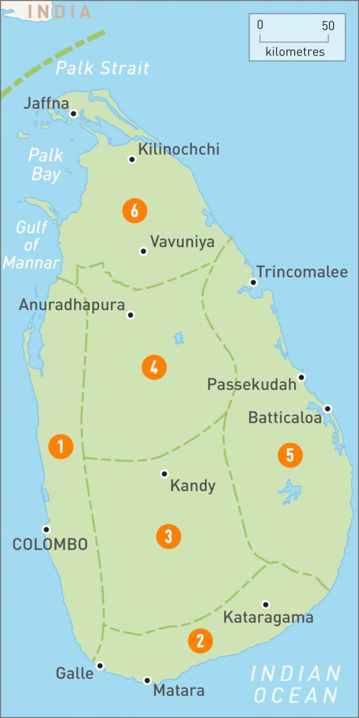mappa di Sri Lanka regioni