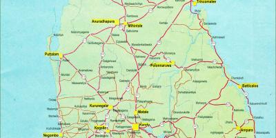 Mappa di Sri Lanka, la mappa per distanza