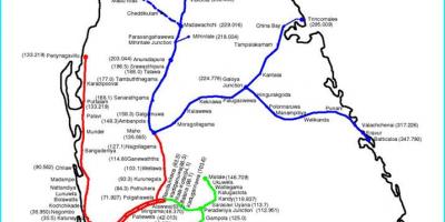 Ferroviaria mappa del percorso Sri Lanka