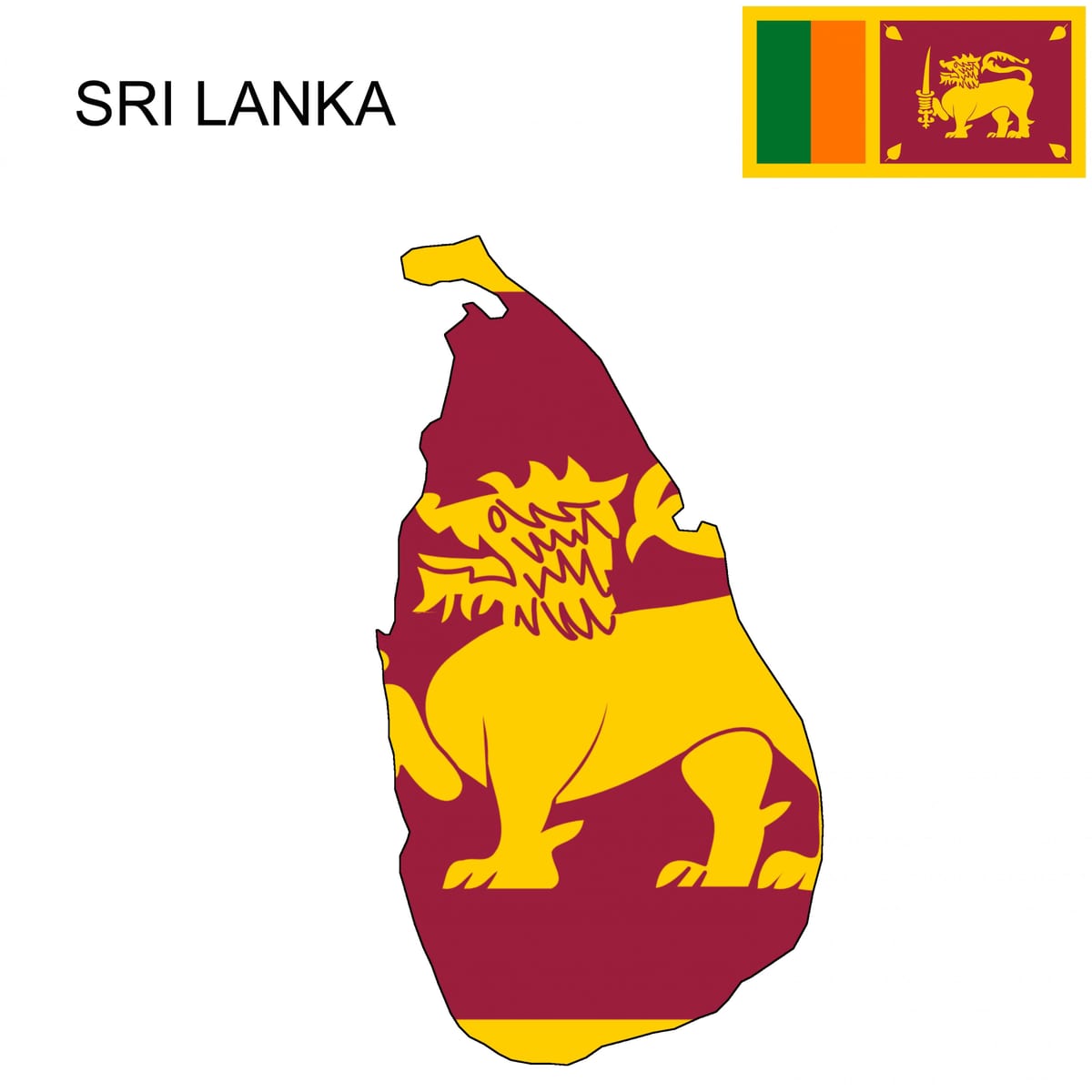 mappa di bandiera dello Sri Lanka