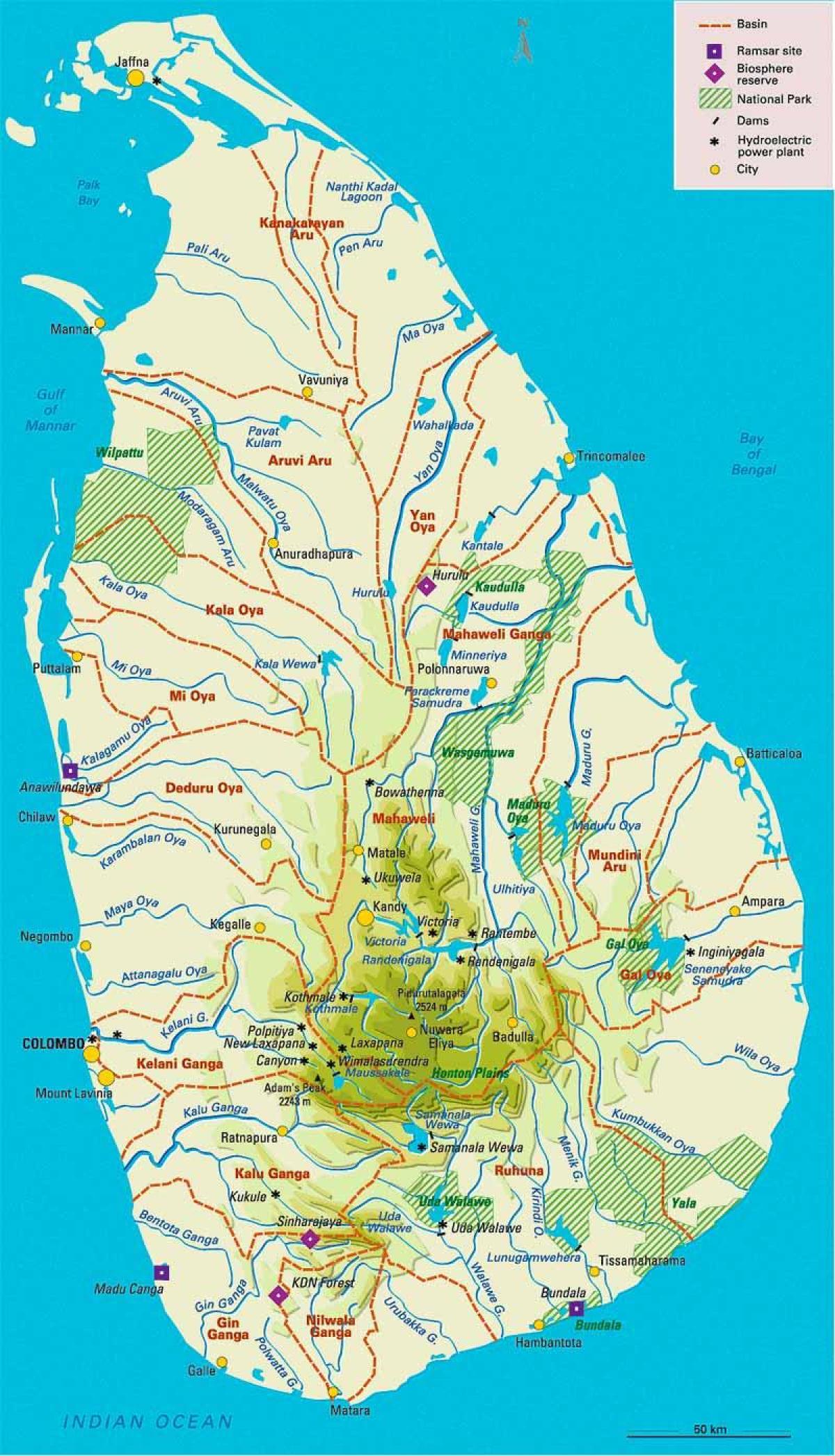 mappa di Sri Lanka geografia