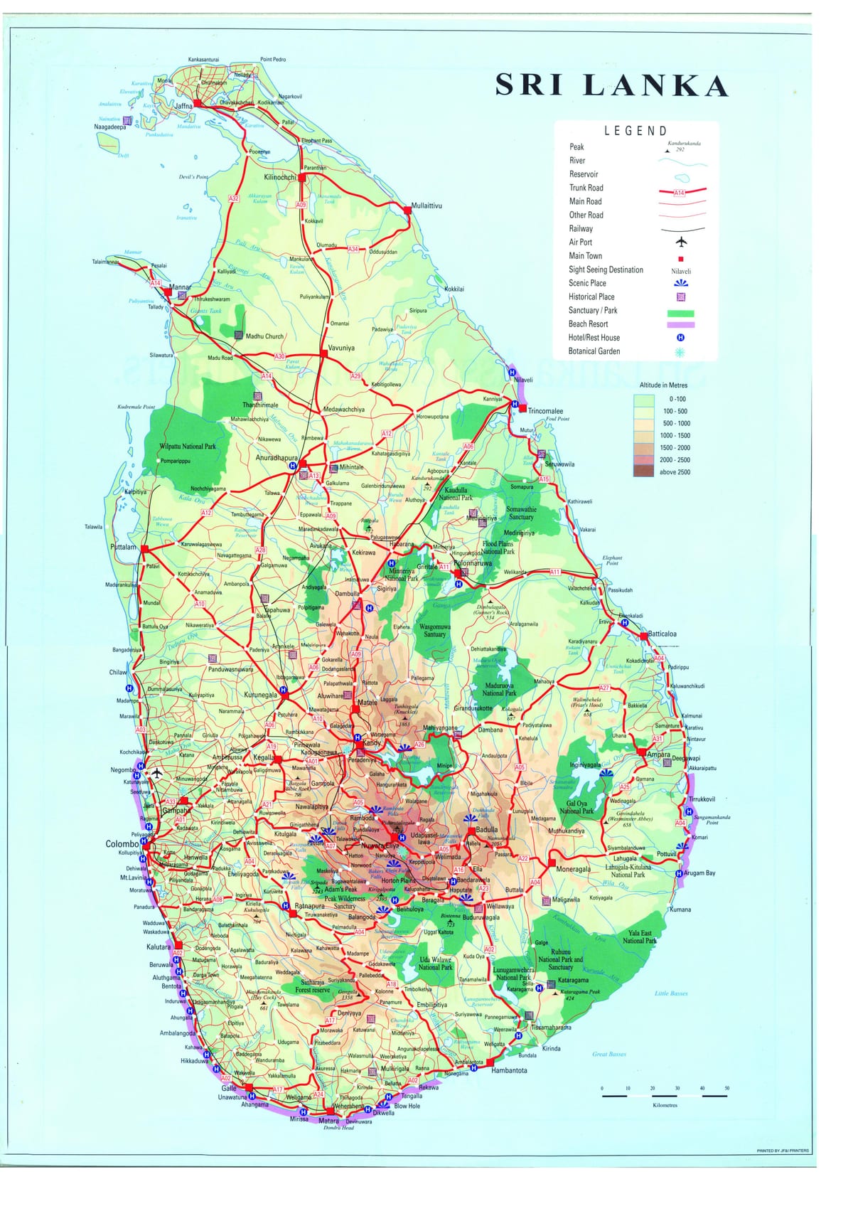 mappa di Sri Lanka trasporto