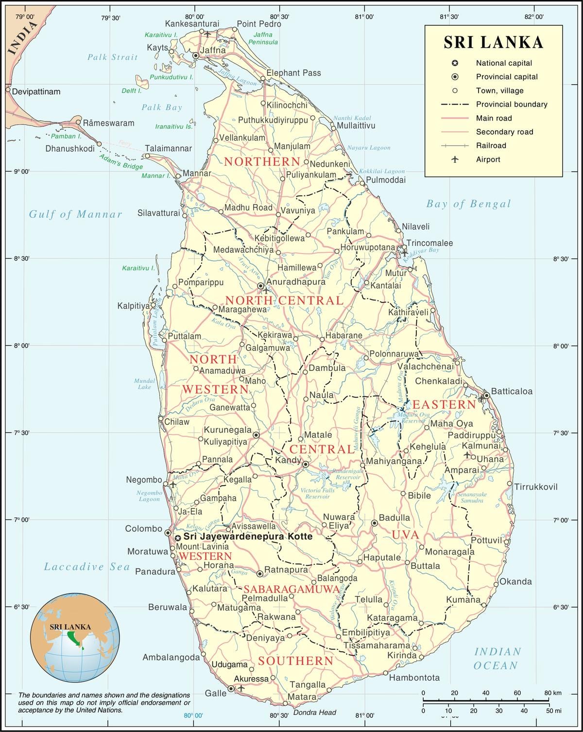 mappa di Sri Lanka città