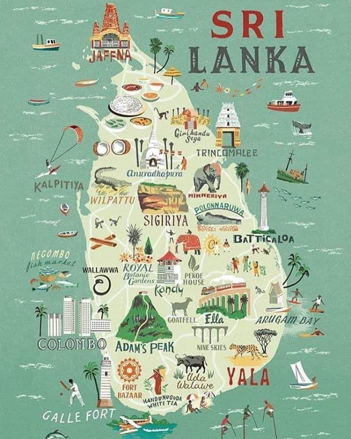 mappa di Sri Lanka mappa poster