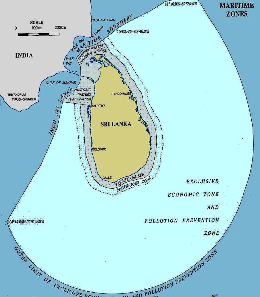 mappa di Sri Lanka mare