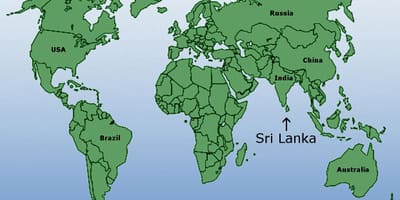 Ceylon, posizione, mondo, mappa