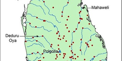 Mappa di fiume mahaweli mappa Sri Lanka