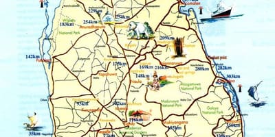 Mappa turistica di Sri Lanka con la città