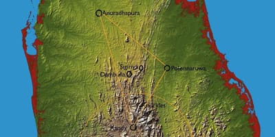 Mappa del paese di collina Sri Lanka