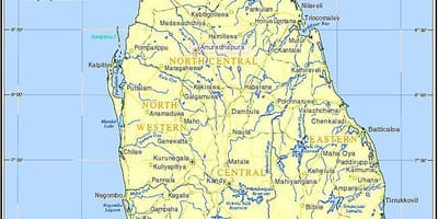 La mappa dei laghi in Sri Lanka