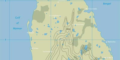 Mappa di mappa di contorno dello Sri Lanka