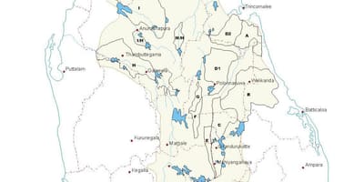 Mappa di serbatoi in Sri Lanka