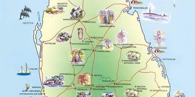 Attrazioni turistiche in Sri Lanka mappa