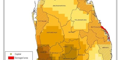 La mappa di densità di popolazione dello Sri Lanka