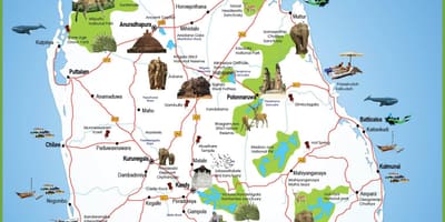 Località turistiche in Sri Lanka mappa