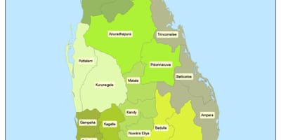 Mappa di Sri Lanka distretto mappa, in tamil
