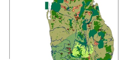 Mappa di Sri Lanka foreste