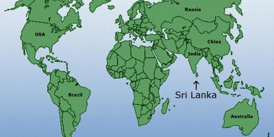 Mappa del mondo che mostra Sri Lanka