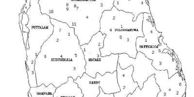 Mappa di Sri Lanka mappa in bianco e nero