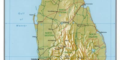 Mappa di Sri Lanka, con i suoi chilometri di strade
