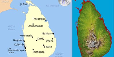 Mappa di Sri Lanka topografica