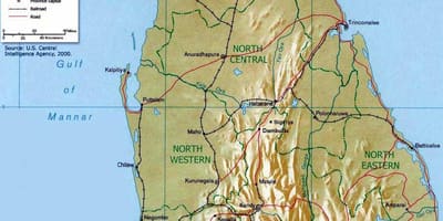 Montagne in Sri Lanka mappa