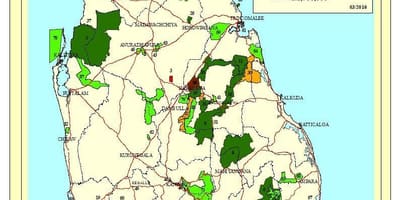 Parchi nazionali dello Sri Lanka mappa