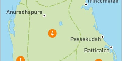 Mappa di Sri Lanka regioni