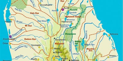 Mappa di Sri Lanka serbatoi