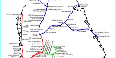 Sri Lanka rete ferroviaria mappa