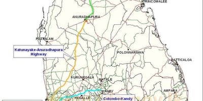 Mappa di Sri Lanka superstrada